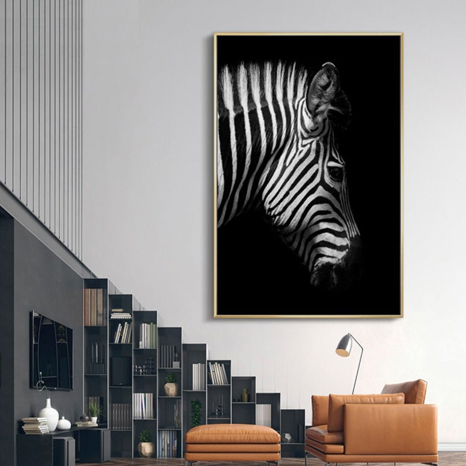 tableau zebre noir et blanc cadre