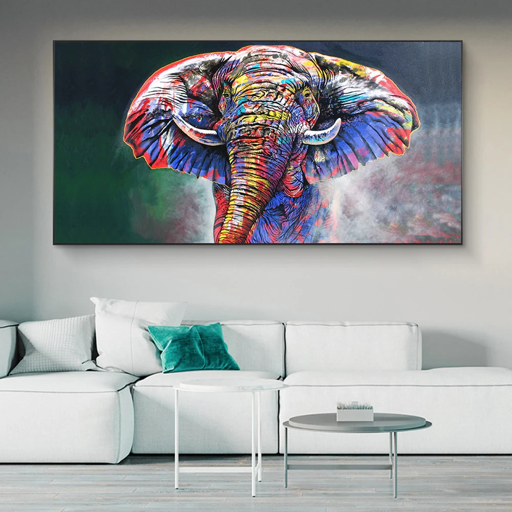 Tableau éléphant multicolore