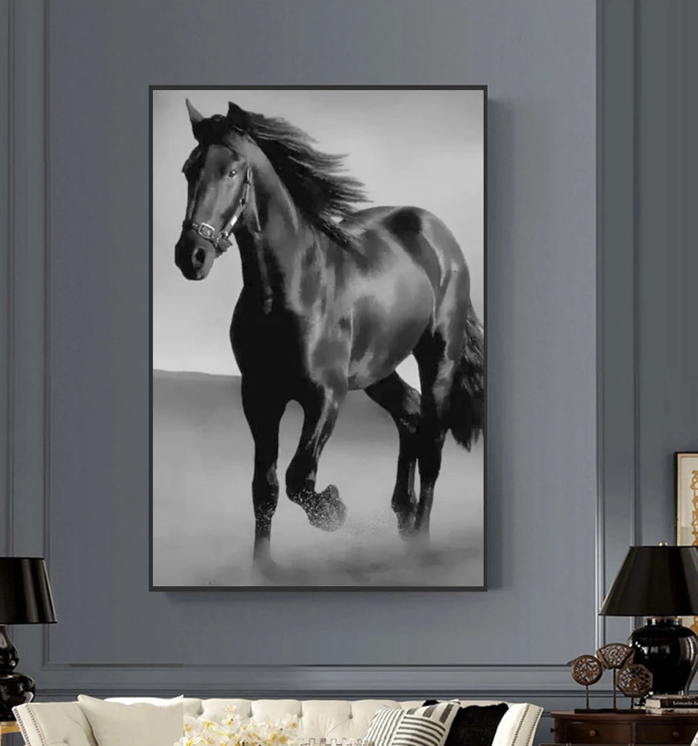 Tableau cheval noir