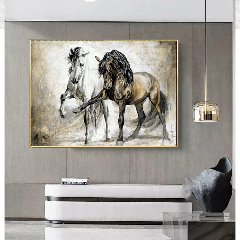Tableau ancien cheval cadre
