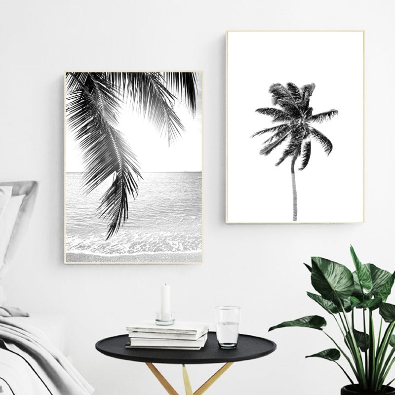 Tableau palmier noir et blanc