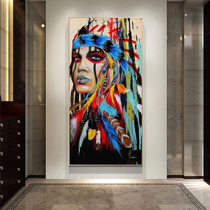 tableau indien coloré cadre