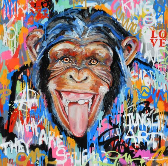 Tableau de singe avec des graffitis