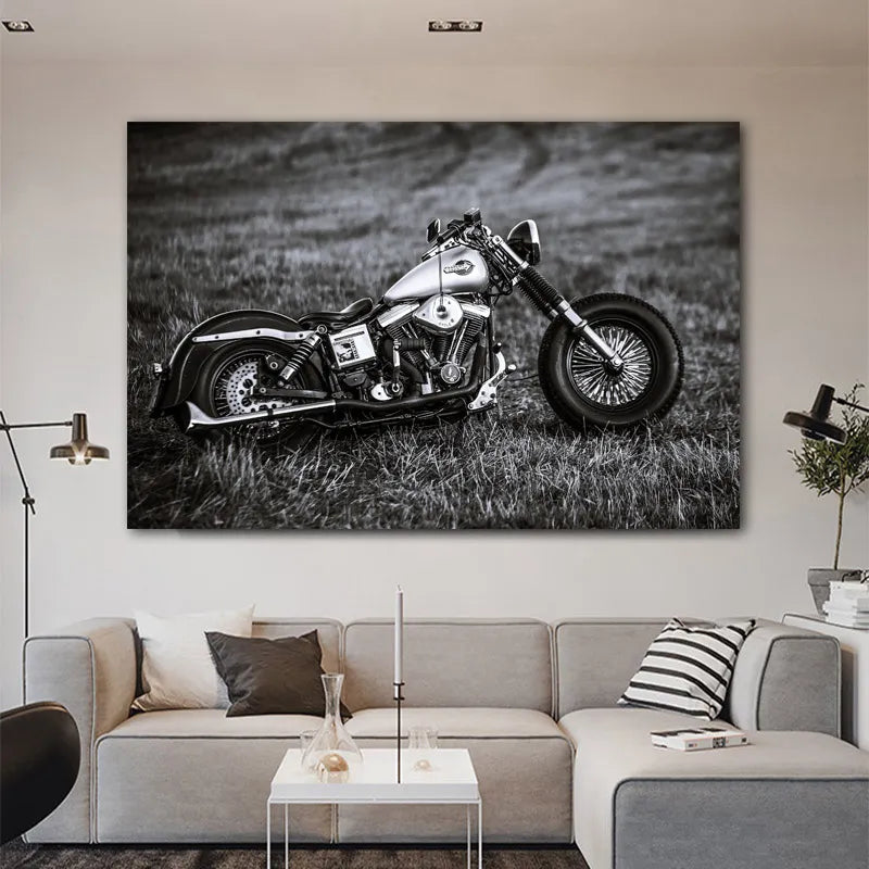 Tableau moto noir et blanc
