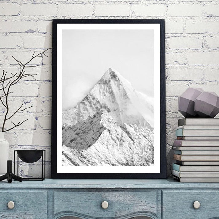 Tableau montagne noir et blanc