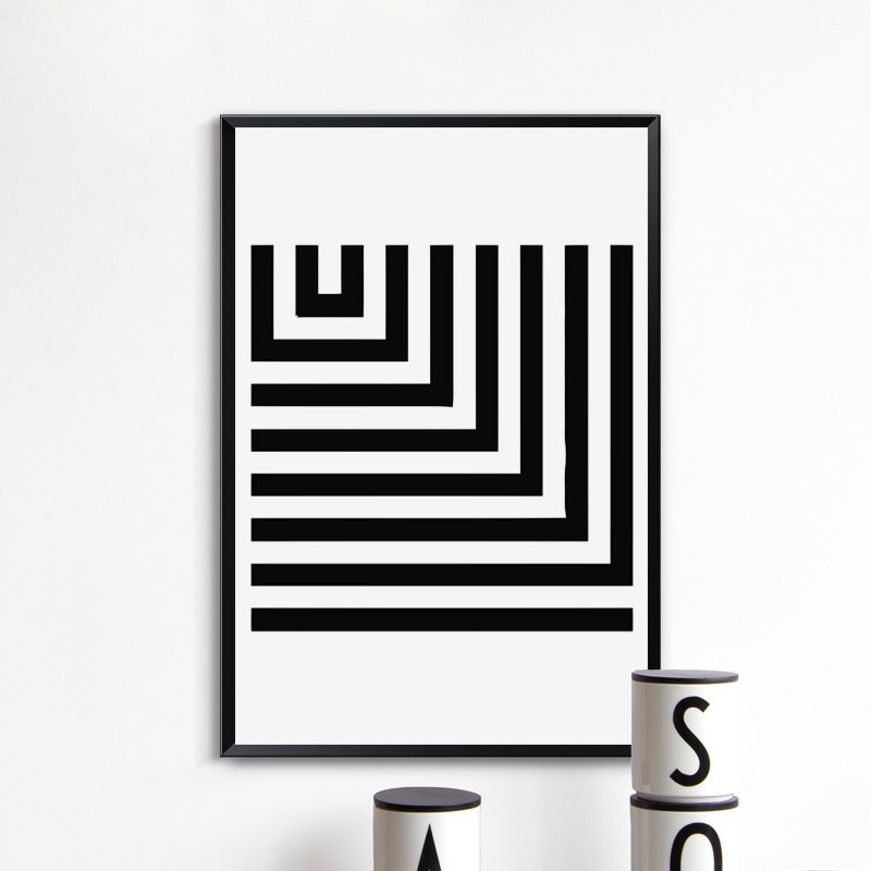 Tableau noir et blanc geometrique cadre