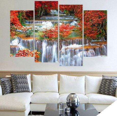 CASCADE EN AUTOMNE - Toile imprimée sur châssis - Art-Cadre.fr