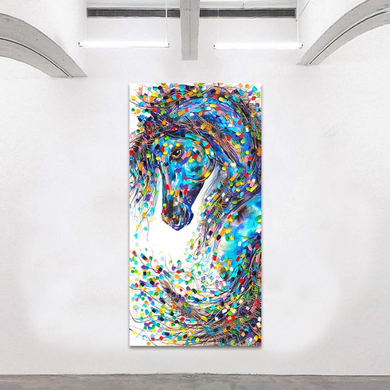 cheval bleu tableau cadre