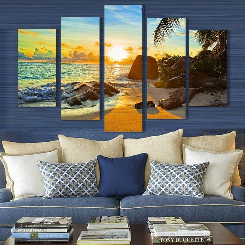 CRÉPUSCULE SUR LA PLAGE - Toile imprimée sur châssis - Art-Cadre.fr