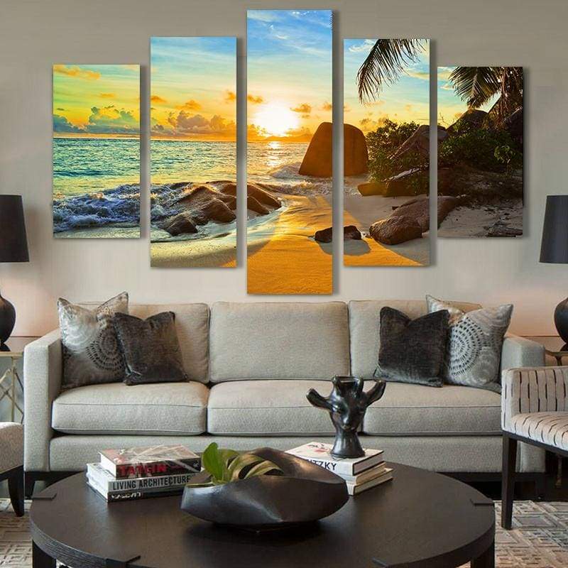 CRÉPUSCULE SUR LA PLAGE - Toile imprimée sur châssis - Art-Cadre.fr