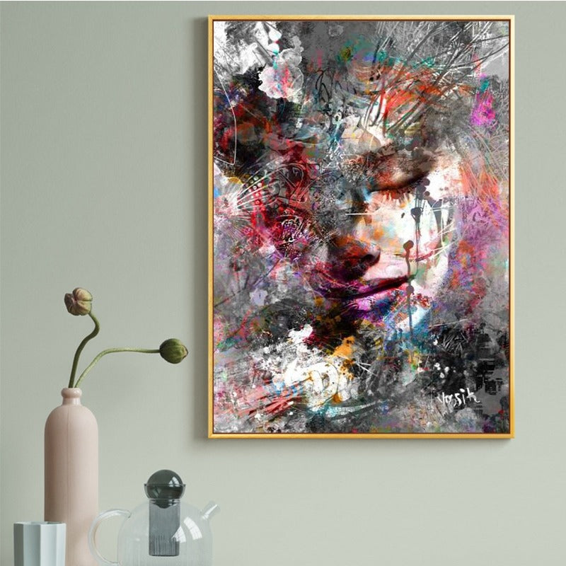 Tableau visage femme abstrait