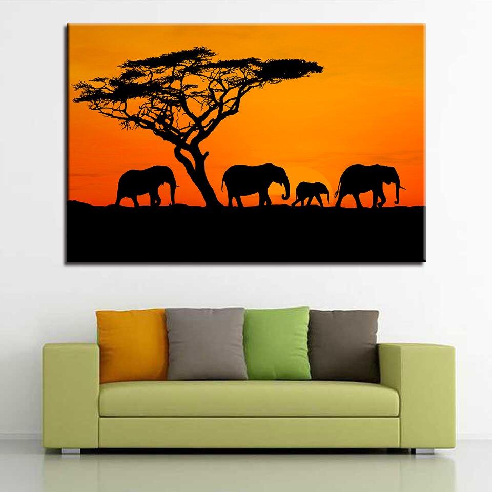 ÉLÉPHANTS SAUVAGES - Toile imprimée sur châssis - Art-Cadre.fr