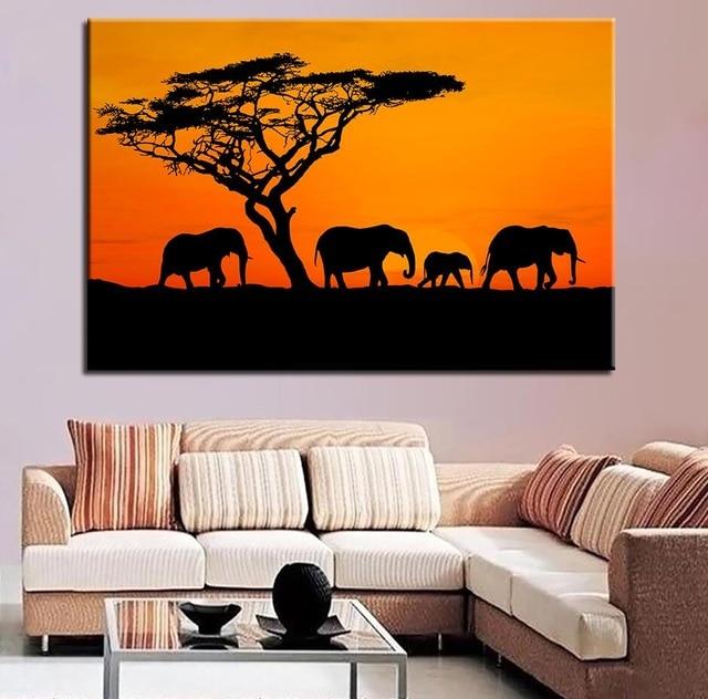 ÉLÉPHANTS SAUVAGES - Toile imprimée sur châssis - Art-Cadre.fr