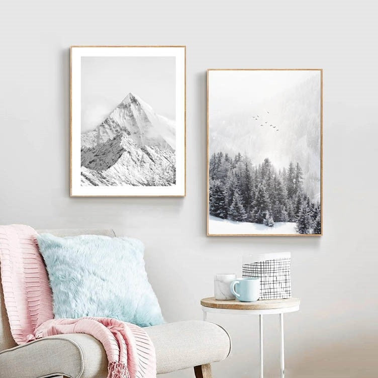 Tableau montagne noir et blanc