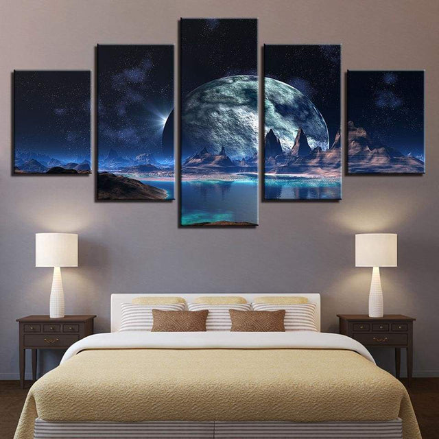 LUNE SUR LE LAC - Toile imprimée sur châssis - Art-Cadre.fr