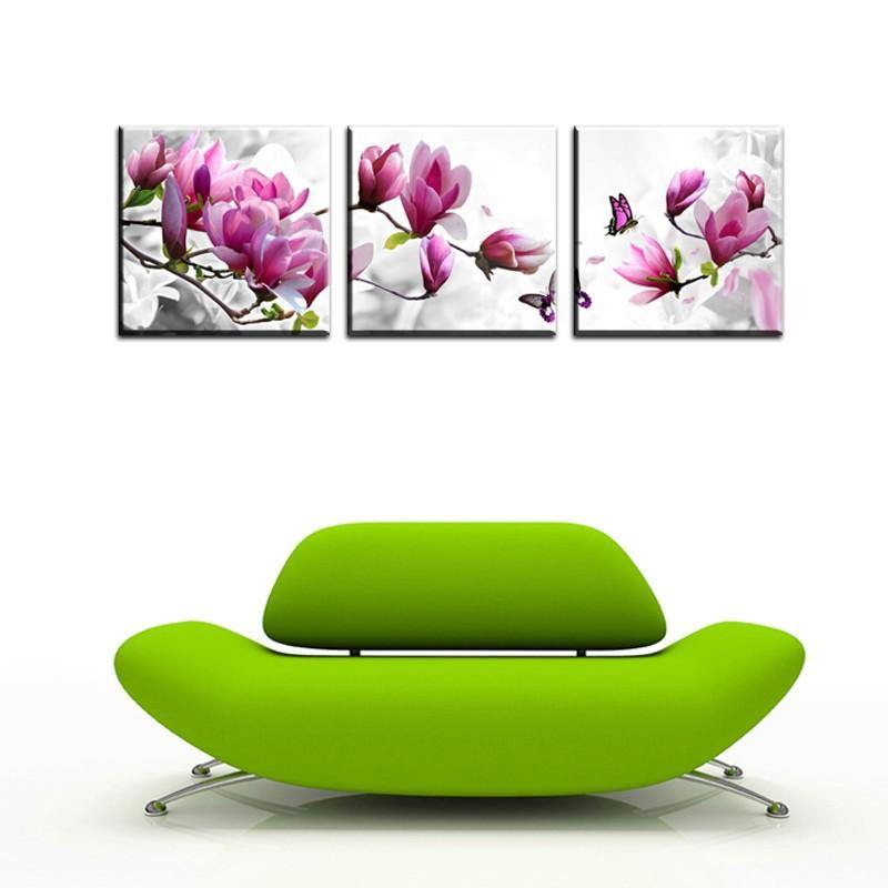 Tableau fleur Magnolia Rose et Blanche toile