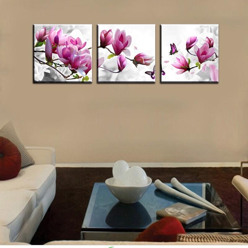 Tableau fleur Magnolia Rose et Blanche cadre