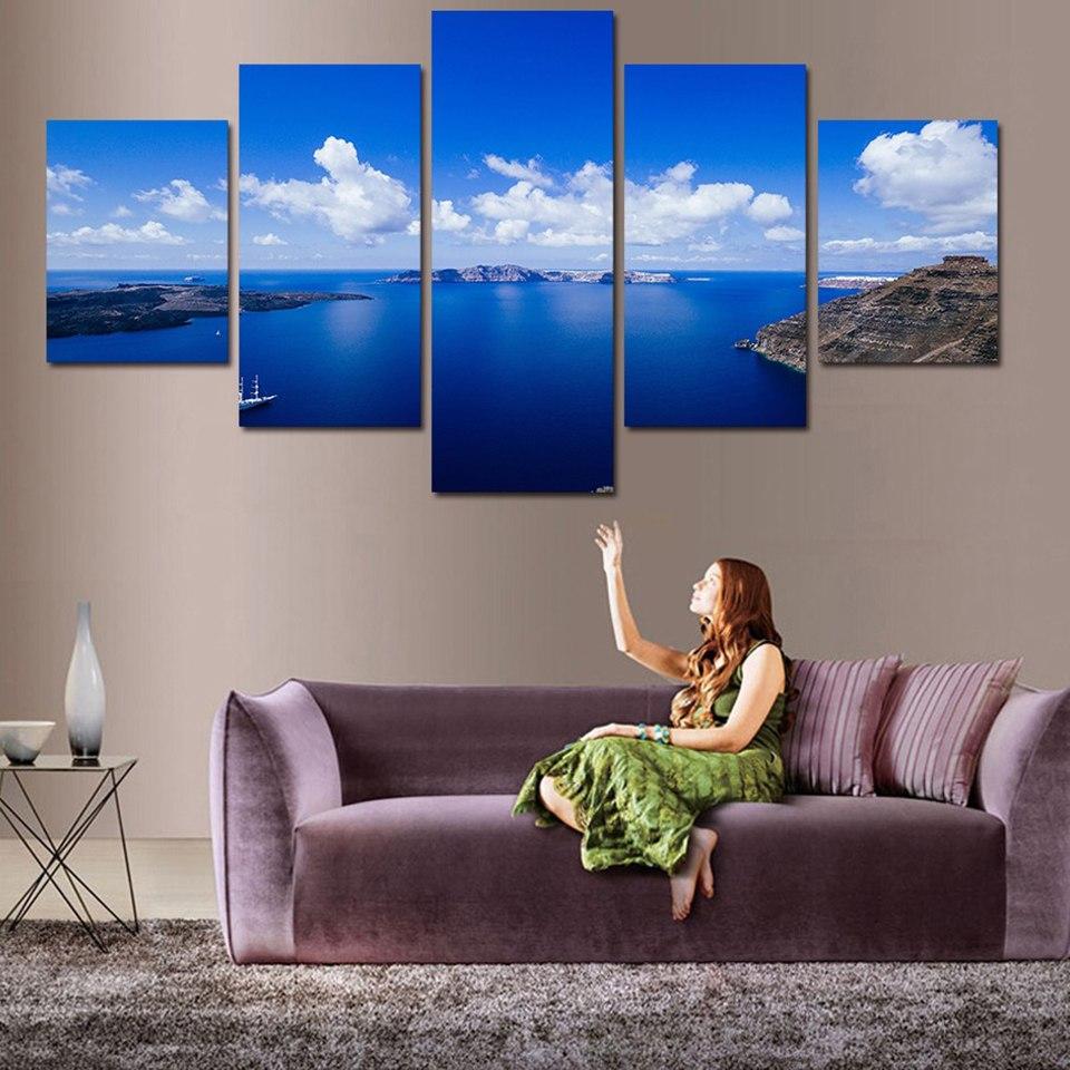 MER ET CIEL BLEUS - Toile imprimée sur châssis - Art-Cadre.fr