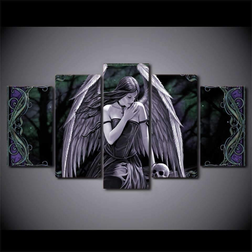 Tableau Ange gothique | Décoration murale pentaptyque imprimée sur toile. - Art-Cadre.fr