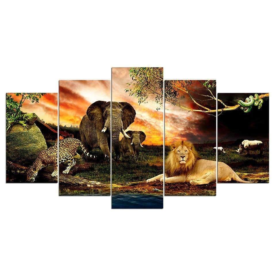 Tableau Animaux de la savane | Décor mural imprimé sur toile. - Art-Cadre.fr