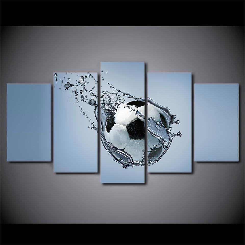 Tableau Aqua foot | Décoration murale imprimée sur toile, d'un ballon de football. - Art-Cadre.fr