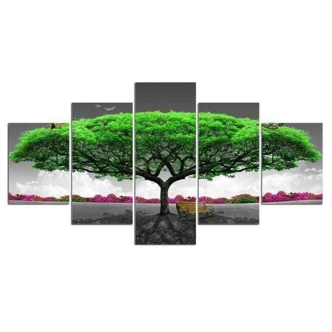 Tableau Arbre vert | Décoration murale polyptyque imprimée sur toile. - Art-Cadre.fr