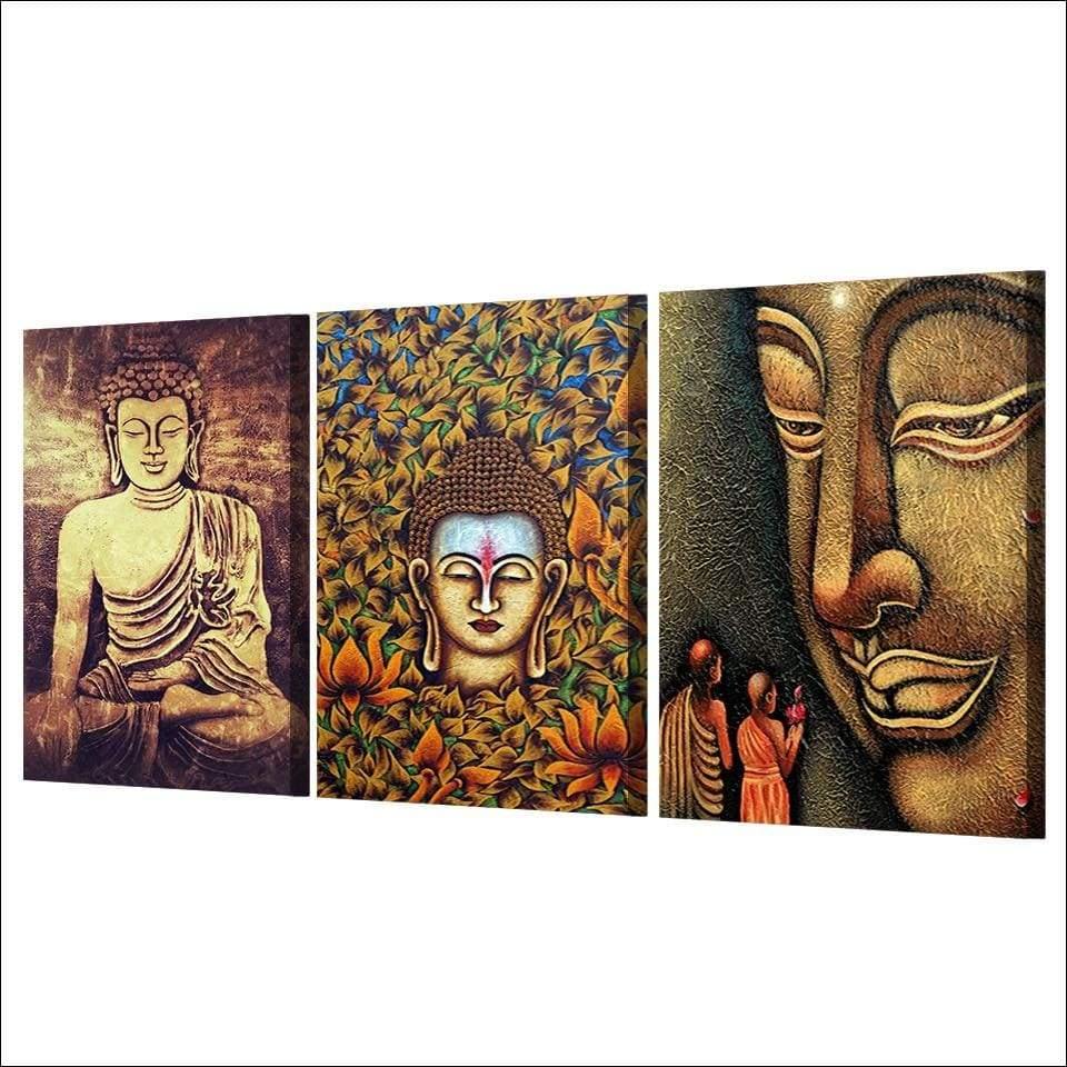 Triptyque Bouddha Toiles - Tableau mural sur toile imprimée - Art-Cadre.fr