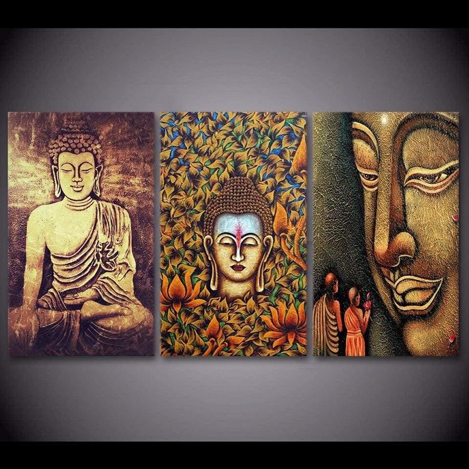 Triptyque Bouddha Cadre - Tableau mural sur toile imprimée - Art-Cadre.fr