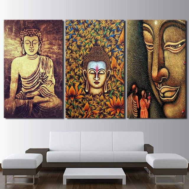 Triptyque Bouddha - Tableau mural sur toile imprimée - Art-Cadre.fr