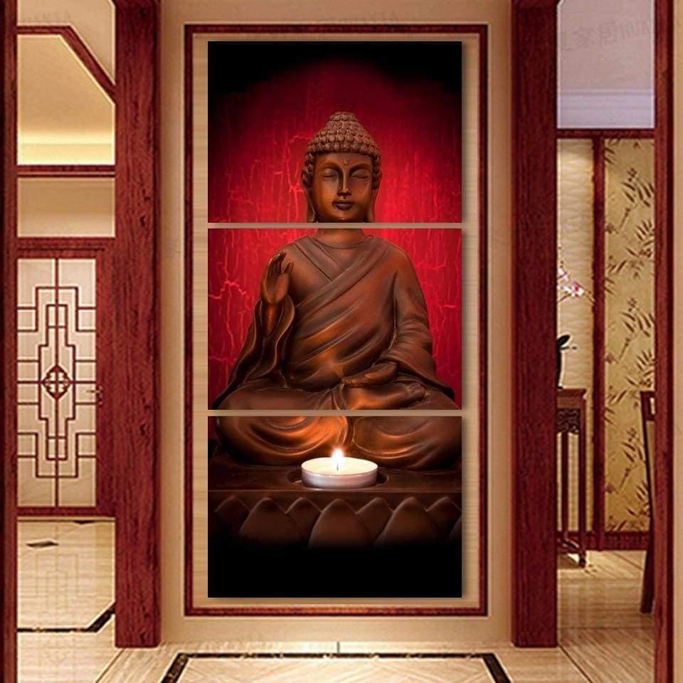 BOUDDHA À LA BOUGIE - Tableau mural sur toile imprimée - Art-Cadre.fr