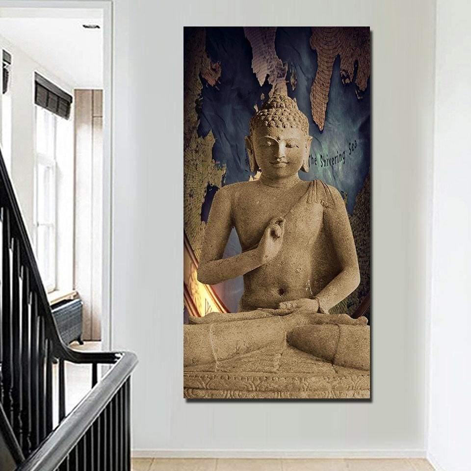BOUDDHA DE PIERRE 6 - Tableau mural sur toile imprimée - Art-Cadre.fr