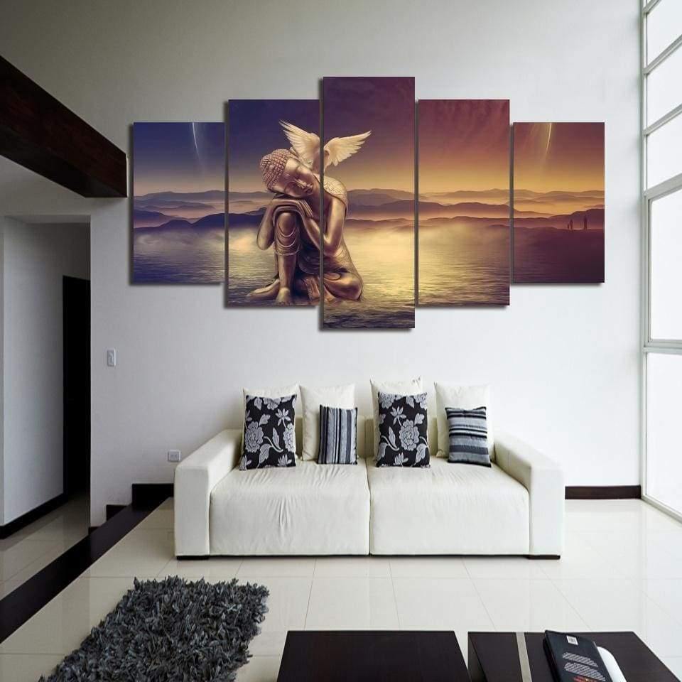 BOUDDHA ENFANT ET LA PAIX - Tableau mural sur toile imprimée - Art-Cadre.fr