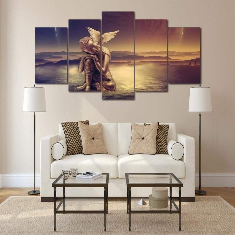 BOUDDHA ENFANT ET LA PAIX - Tableau mural sur toile imprimée - Art-Cadre.fr