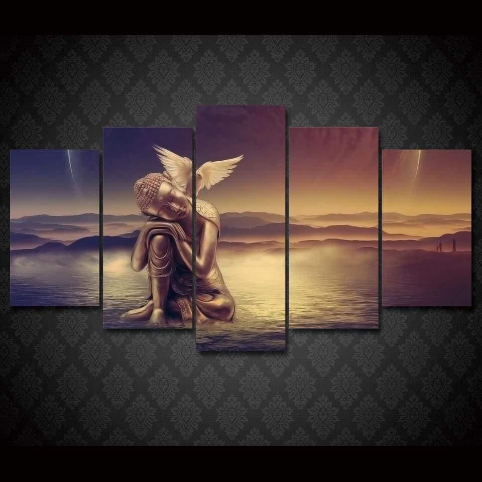 BOUDDHA ENFANT ET LA PAIX - Tableau mural sur toile imprimée - Art-Cadre.fr