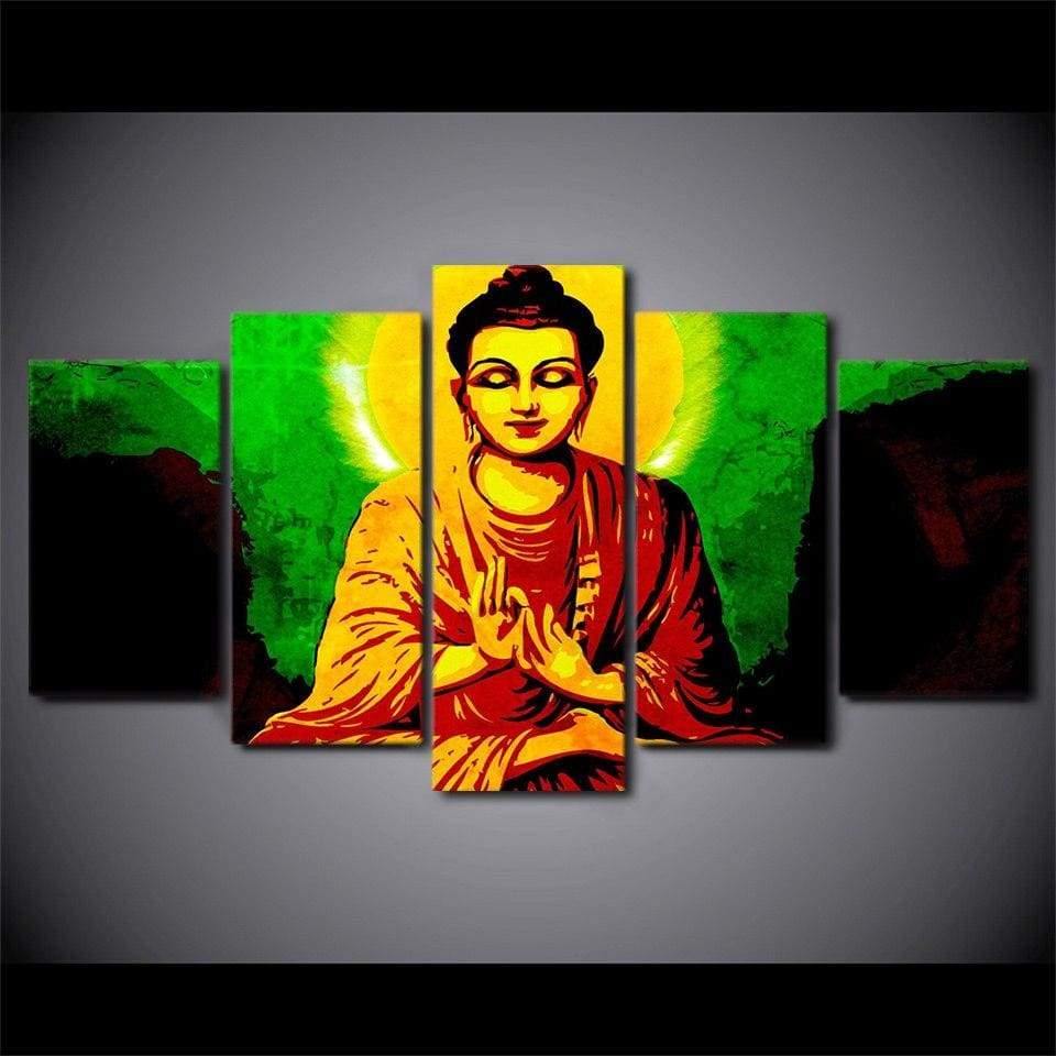 BOUDDHA ORANGE ET VERT - Tableau mural sur toile imprimée - Art-Cadre.fr