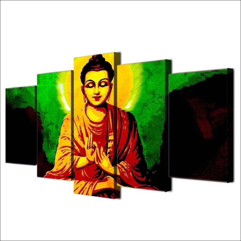BOUDDHA ORANGE ET VERT - Tableau mural sur toile imprimée - Art-Cadre.fr