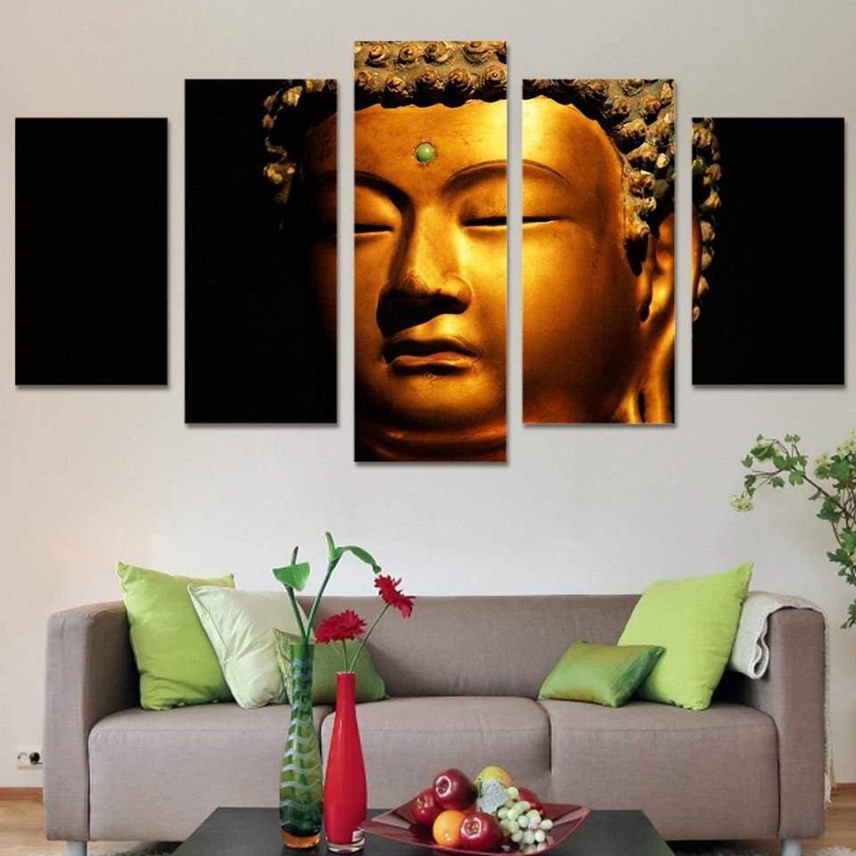 BOUDDHA, TÊTE DORÉE - Tableau mural sur toile imprimée - Art-Cadre.fr