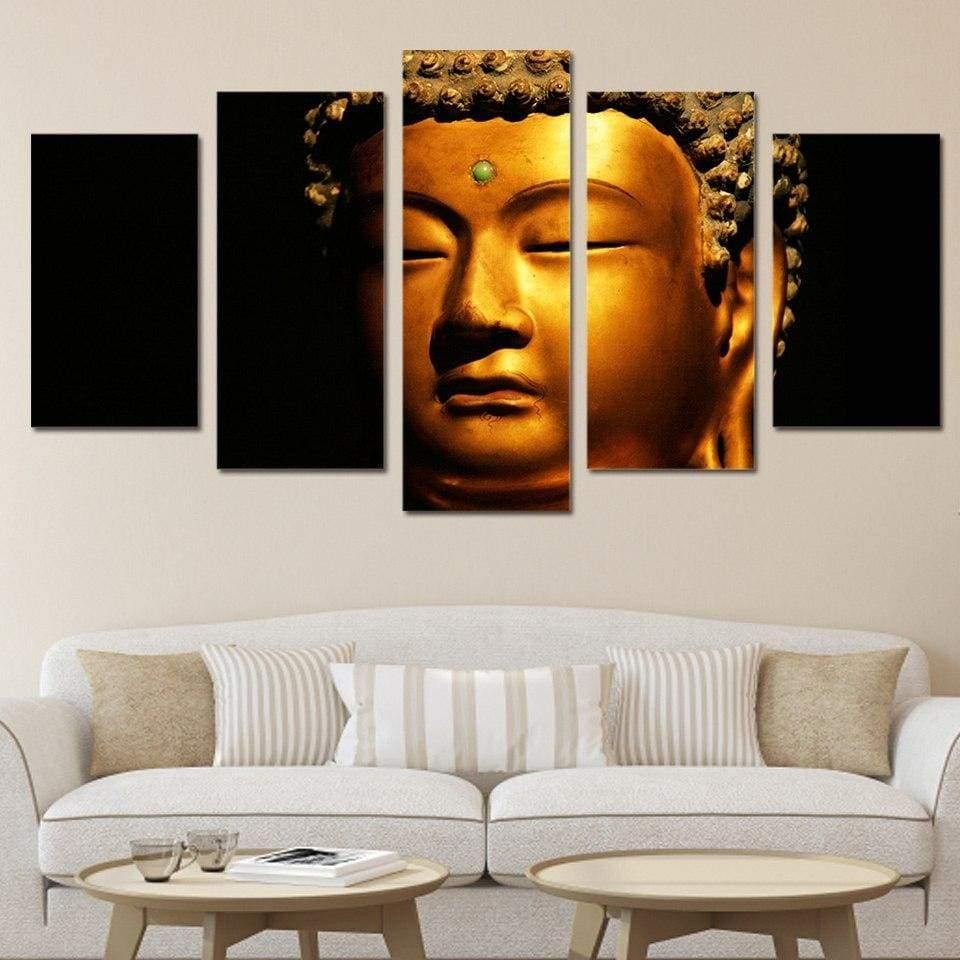 BOUDDHA, TÊTE DORÉE - Tableau mural sur toile imprimée - Art-Cadre.fr