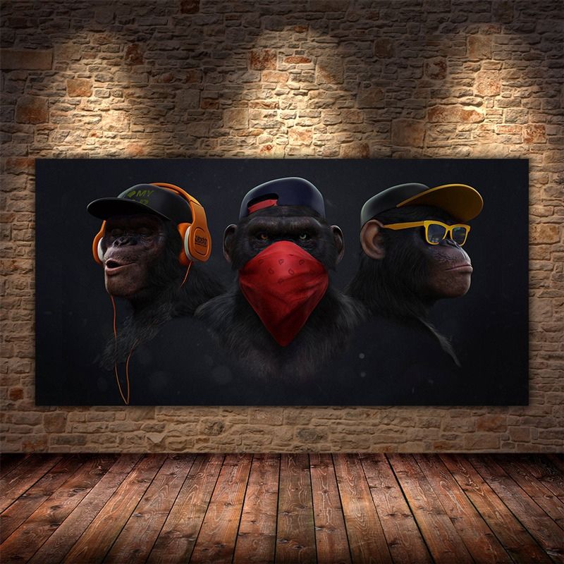 tableau cadre 3 singes hip hop