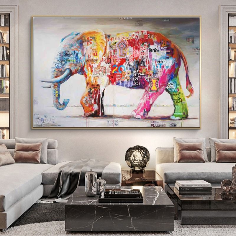 tableau cadre éléphant street art