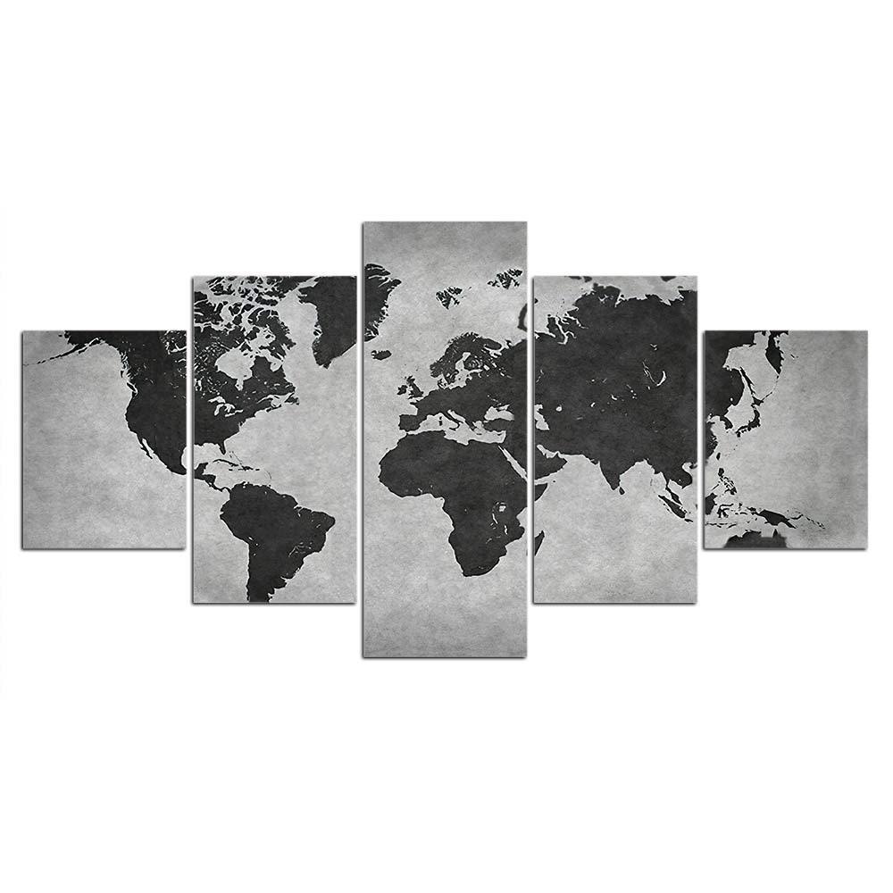 CARTE DU MONDE ANTHRACITE - Tableau mural sur toile imprimée - Art-Cadre.fr