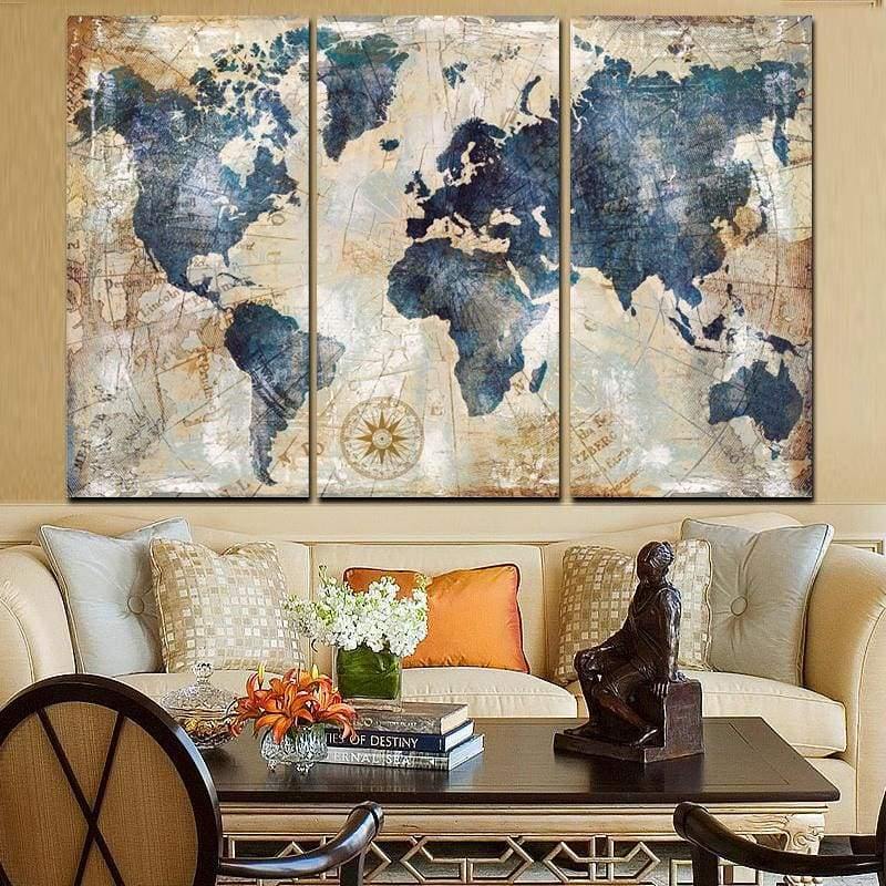 Tableau Carte du Monde | Décoration murale en impression sur toile. - Art-Cadre.fr