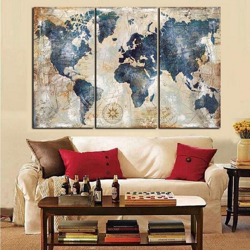 Tableau Carte du Monde | Tableau mural imprimé sur toile. - Art-Cadre.fr