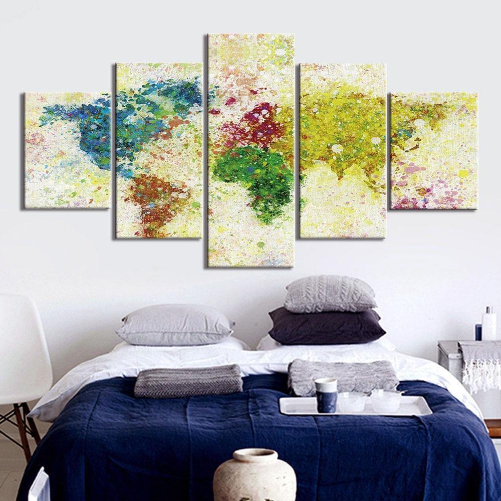 CARTE DU MONDE TACHETÉE - Tableau mural sur toile imprimée - Art-Cadre.fr