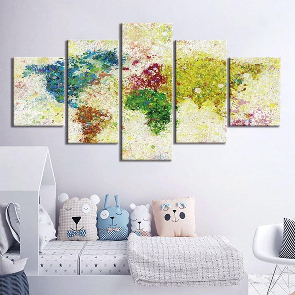 CARTE DU MONDE TACHETÉE - Tableau mural sur toile imprimée - Art-Cadre.fr