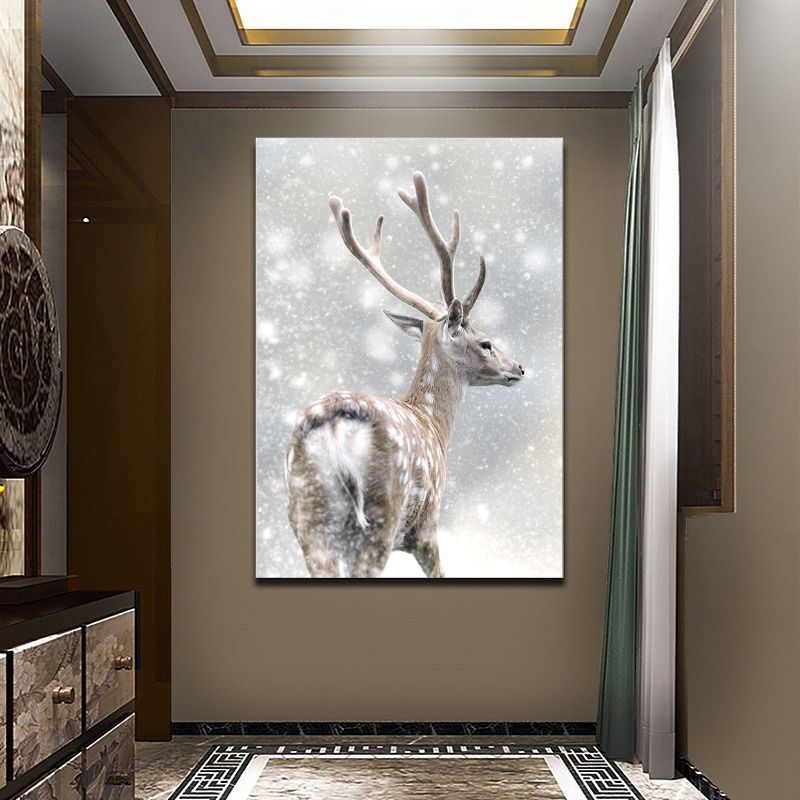 Tableau cerf dans la neige cadre