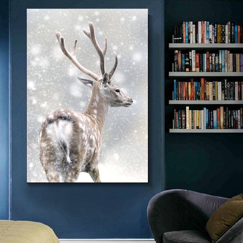 Tableau cerf dans la neige