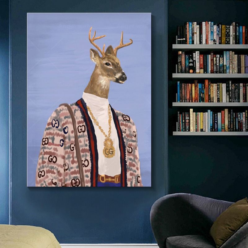 Tableau cerf pop art cadre