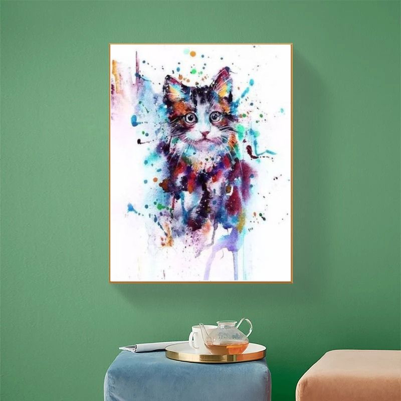 tableau chat coloré déco murale