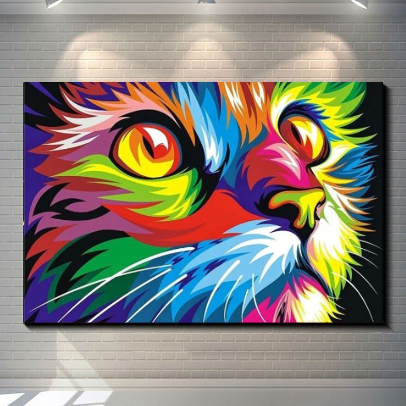 Tableau chat pop art cadre